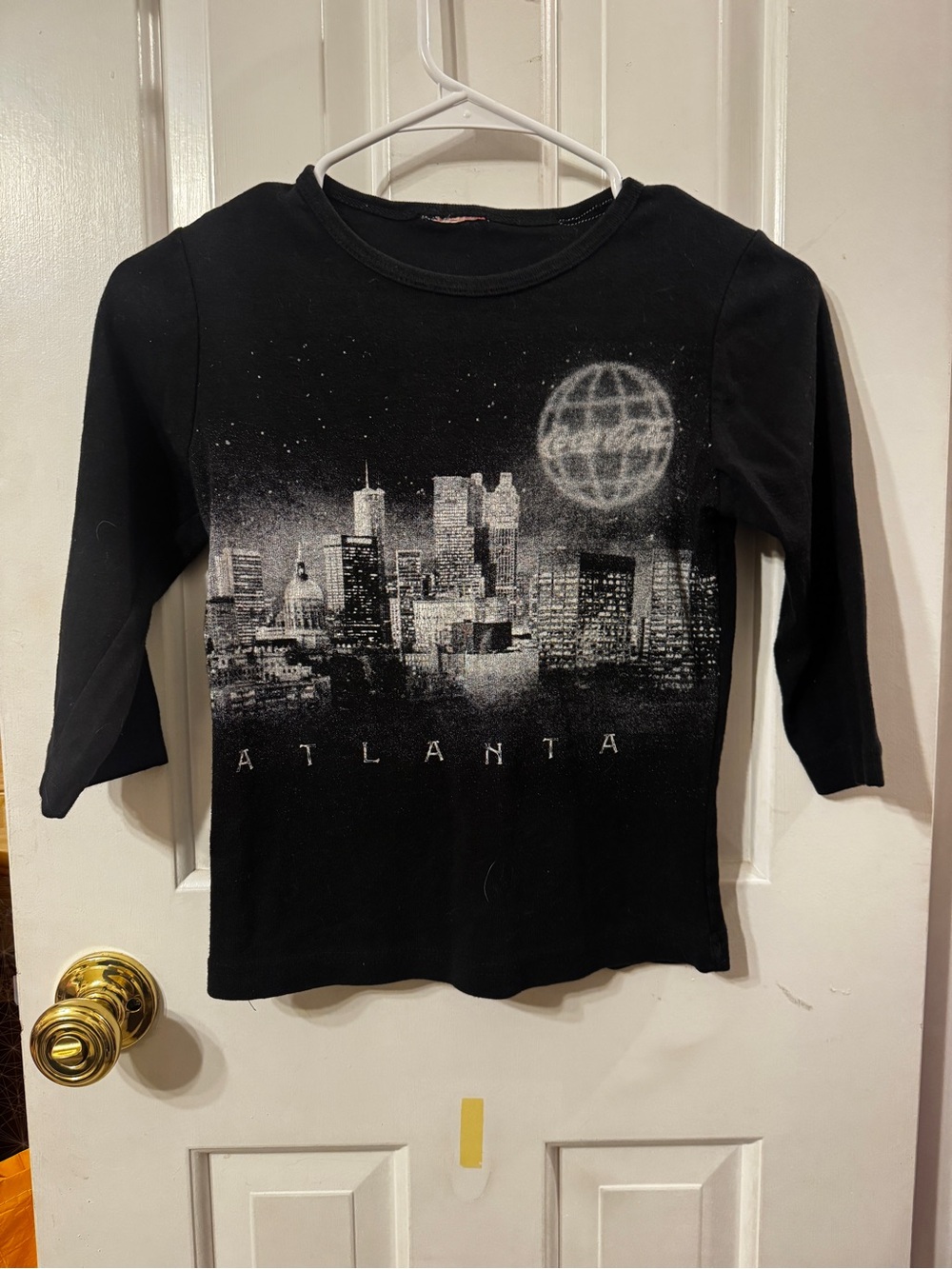 Coca Cola Atlanta City Skyline Kids Three Quarter Sleeve Tee - Black